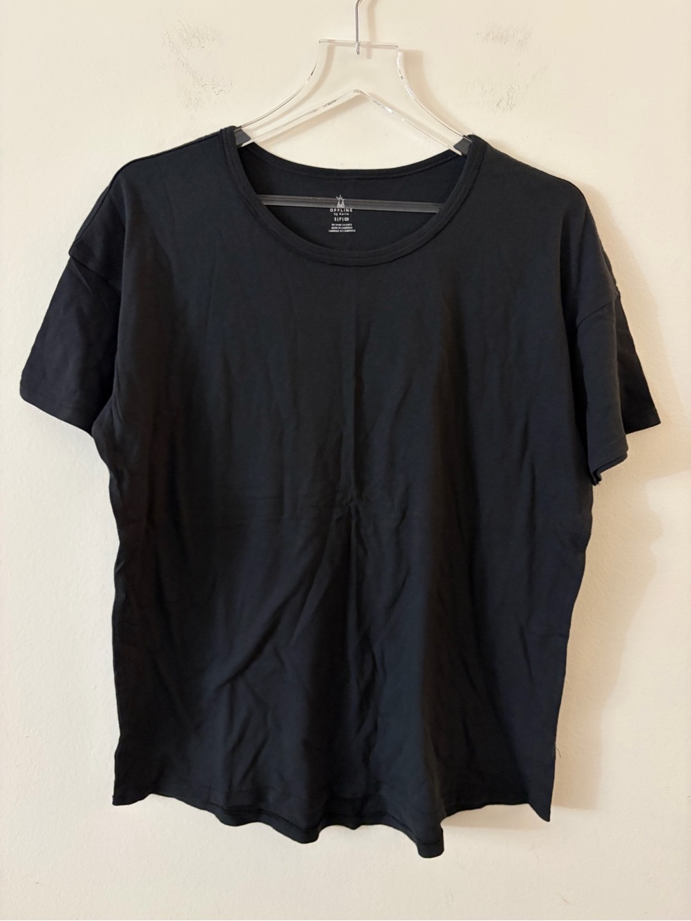 Aerie Offline Oversized Black Tee Shirt small short sleeve NWT